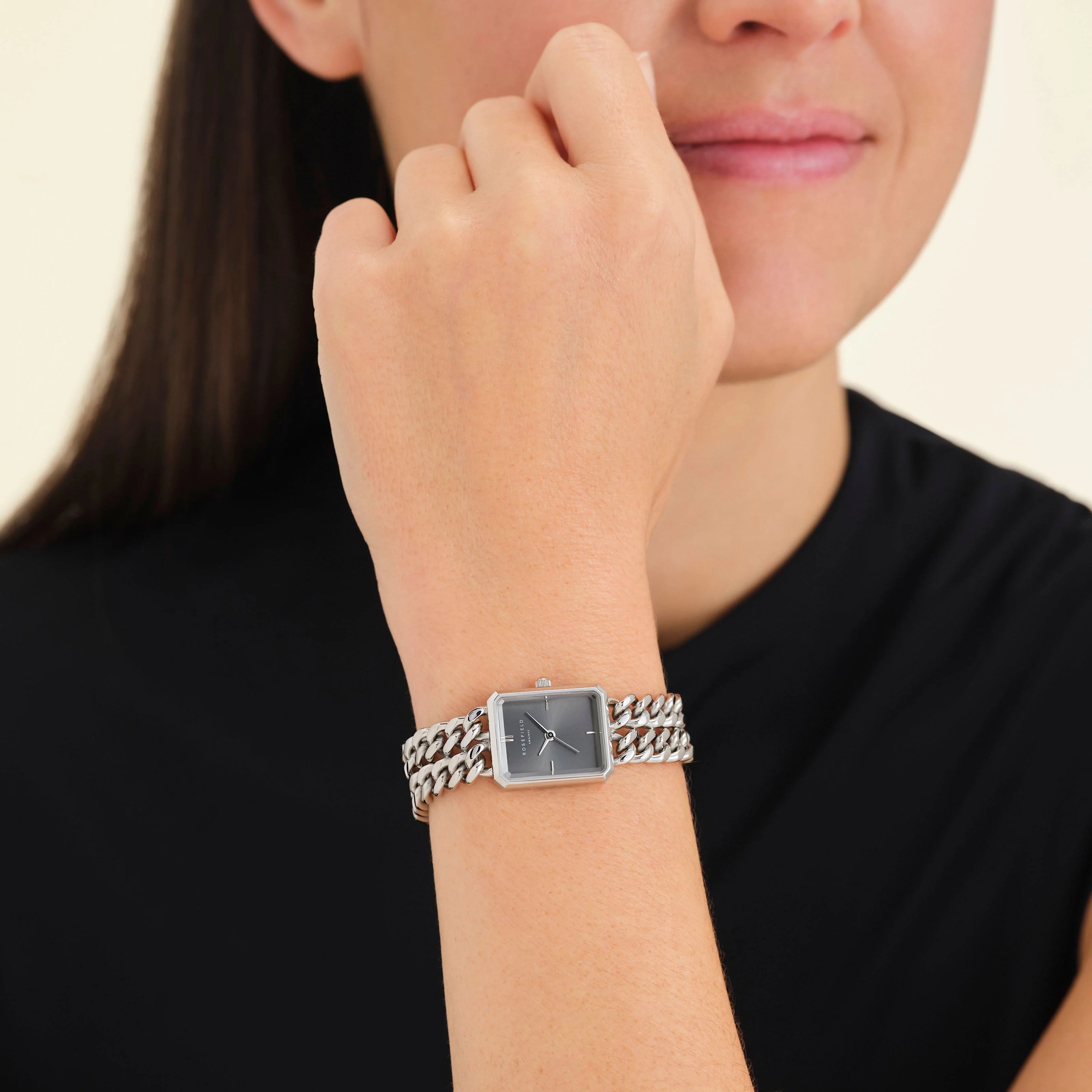 Rosefield Studio Double Chain Silver, fra Rosefield