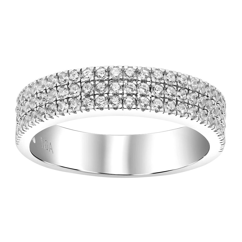 Rho. sølvring ADINANOR med 3 rækker cz. Str.60, fra Joanli Nor