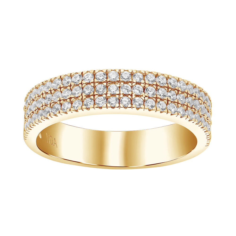 Forgyldt ring ADINANOR med 3 rækker cz. Str.54, fra Joanli Nor