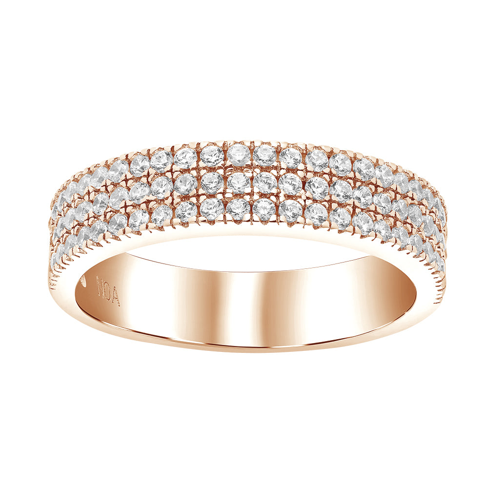 Rosaforgyldt ring ADINANOR 3 rækker cz. Str.50, fra Joanli Nor