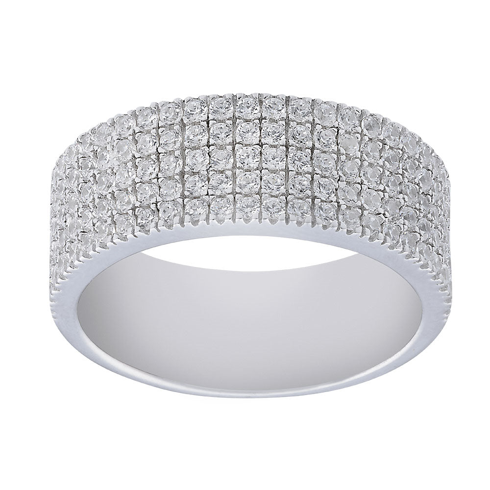 Rhodineret sølvring ADINANOR 5 rækker cz. Str.54, fra Joanli Nor