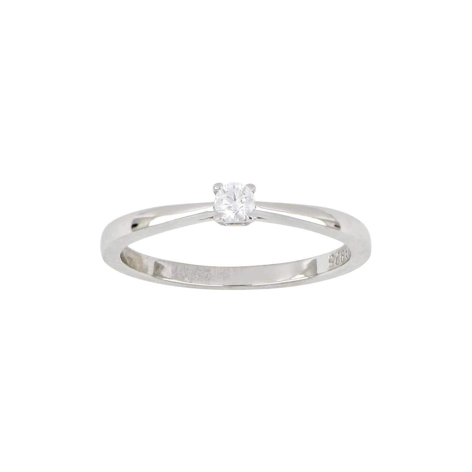 Joanli Nor ring 3 mm grabbefatning HegeNor Str.56 i rhodineret sølv, 925 sterlingsølv med rhodineret overflade, kubisk zirkonia, Ringstørrelse 56,...
