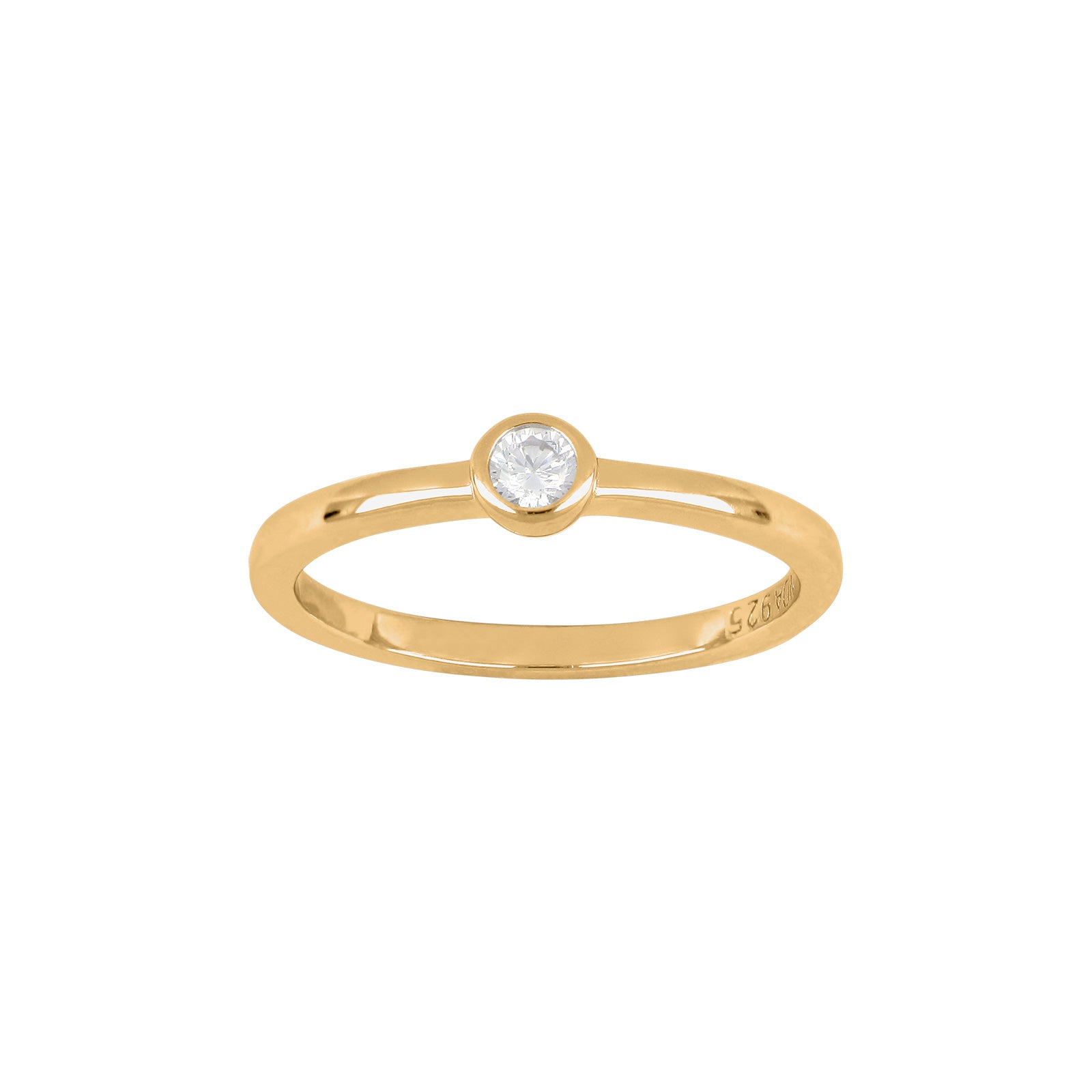 Joanli Nor ring 3 mm rør HannaNor Str.50 i forgyldt sølv, 925 sterlingsølv med 18 karat forgyldning, kubisk zirkonia, Ringstørrelse 50, 3 mm