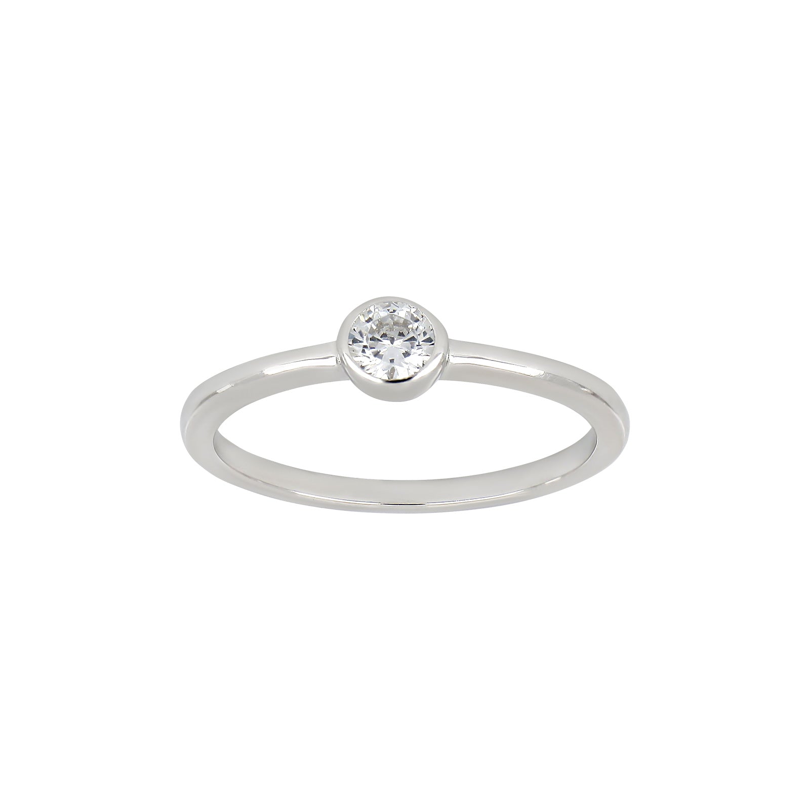 Joanli Nor ring 4 mm rør HannaNor Str.60 i rhodineret sølv, 925 sterlingsølv med rhodineret overflade, kubisk zirkonia, Ringstørrelse 60, 4 mm