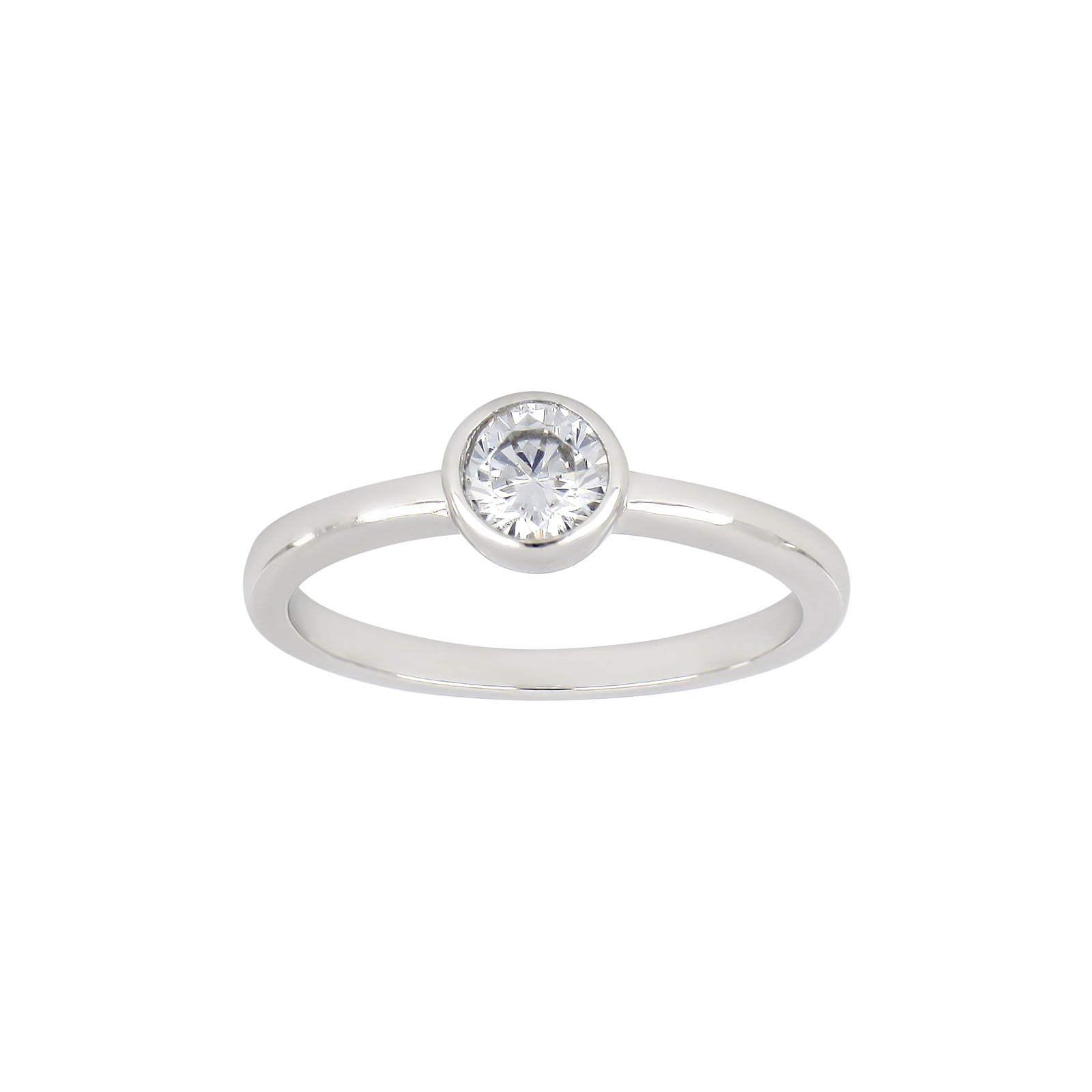 Joanli Nor ring 5 mm rør HannaNor Str.52 i rhodineret sølv, 925 sterlingsølv med rhodineret overflade, kubisk zirkonia, Ringstørrelse 52, 5 mm