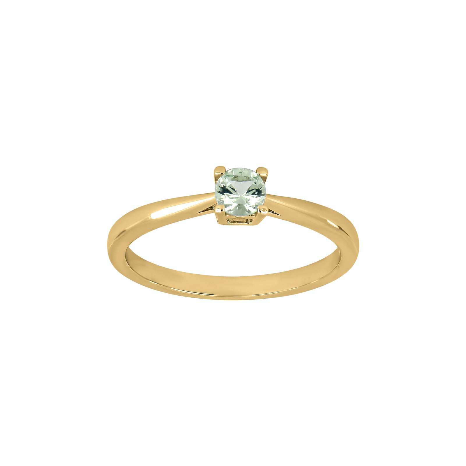 Joanli Nor ring 4 mm lysegrøn HelenNor Str.54 i forgyldt sølv, 925 sterlingsølv med 18 karat forgyldning, kubisk zirkonia, Ringstørrelse 54, 4 mm