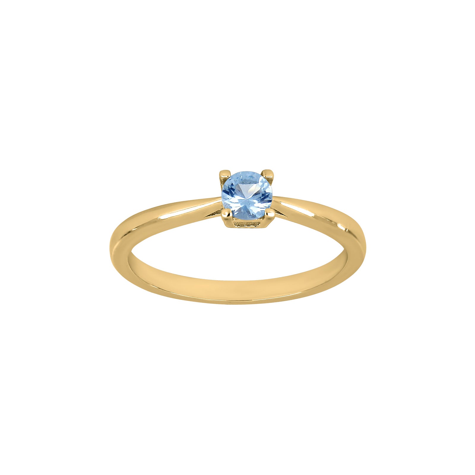 Joanli Nor ring 4 mm lyseblå HelenNor Str.52 i forgyldt sølv, 925 sterlingsølv med 18 karat forgyldning, kubisk zirkonia, Ringstørrelse 52, 4 mm