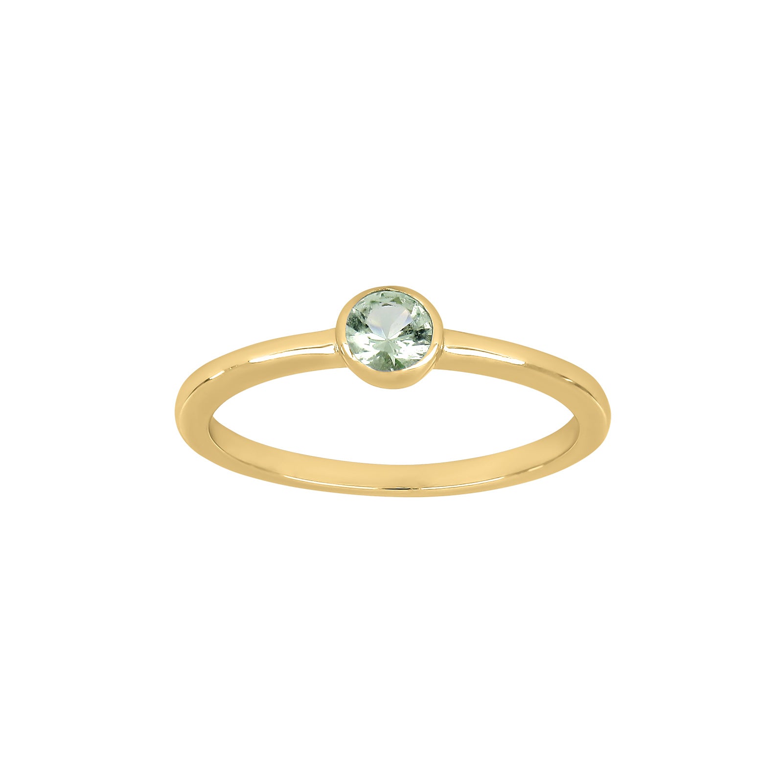 Forgyldt sølv ring 4mm lysegrøn HILDANOR Str.56, fra Joanli Nor
