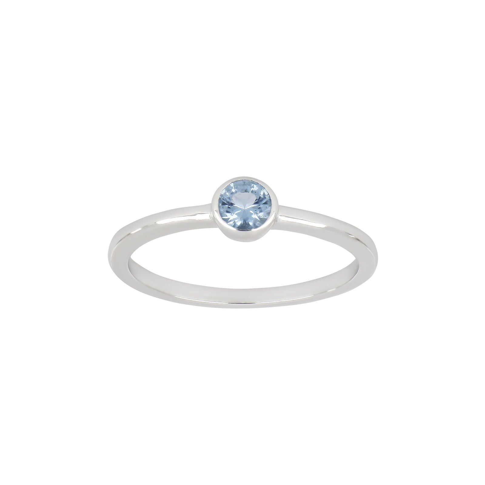 Rhd. sølv ring 4mm lyseblå HILDANOR. Str.60, fra Joanli Nor