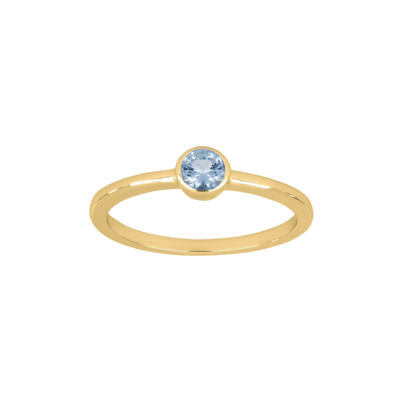Joanli Nor ring 4 mm lyseblå HildaNor Str.52 i forgyldt sølv, 925 sterlingsølv med 18 karat forgyldning, kubisk zirkonia, Ringstørrelse 52, 4 mm