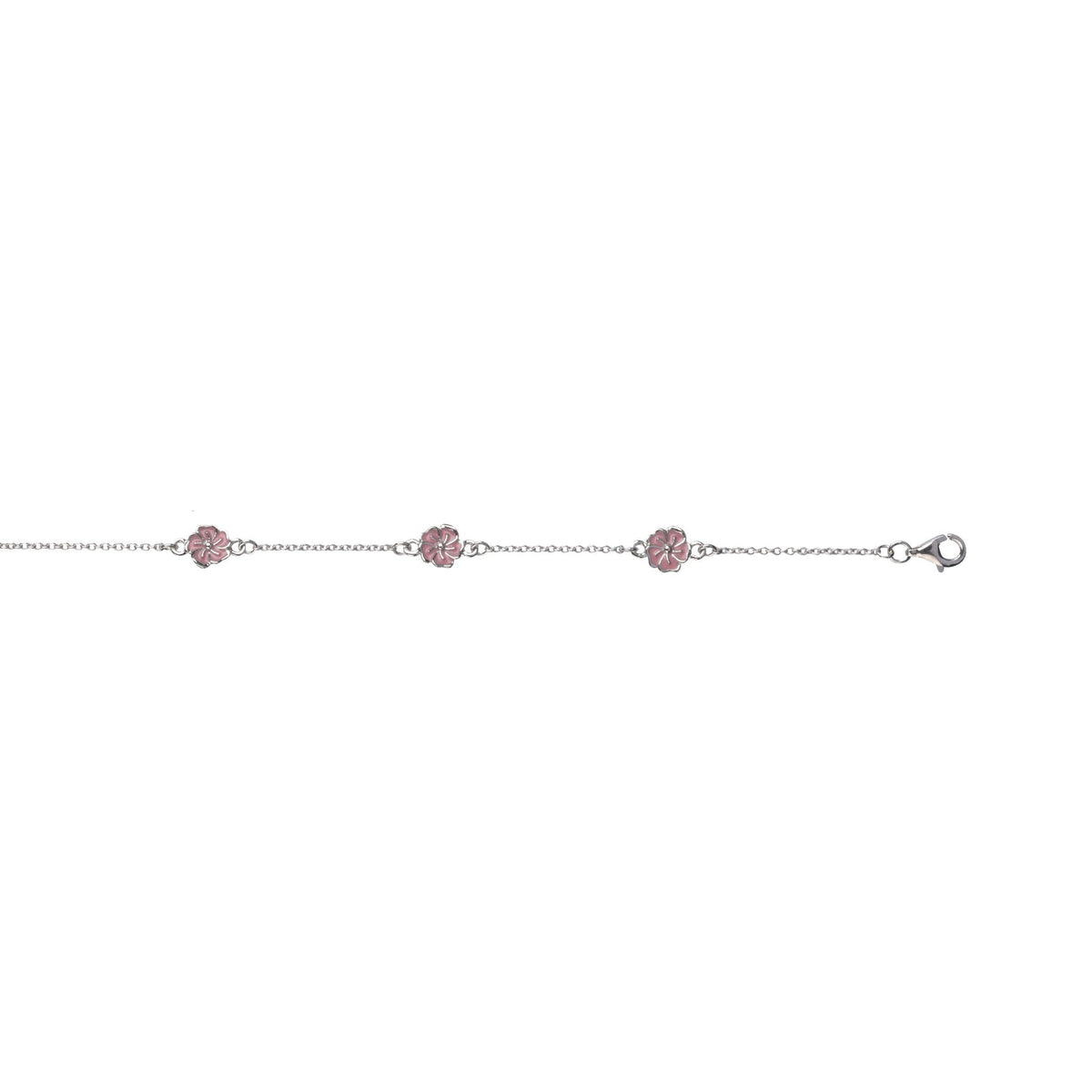 L&G Armb. sølv rh 3xblomst rosa