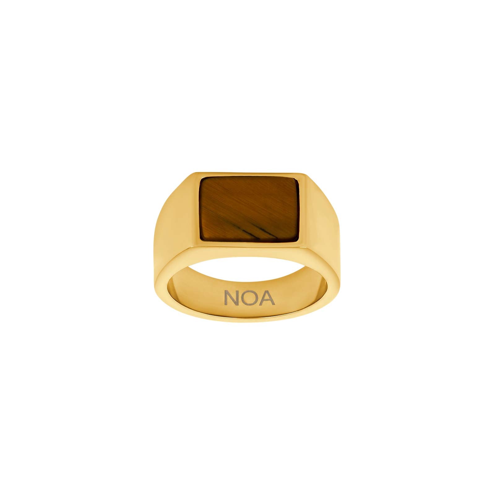 SON stål ring IP gold med yellow tiger eye str. 62, fra SON of NOA