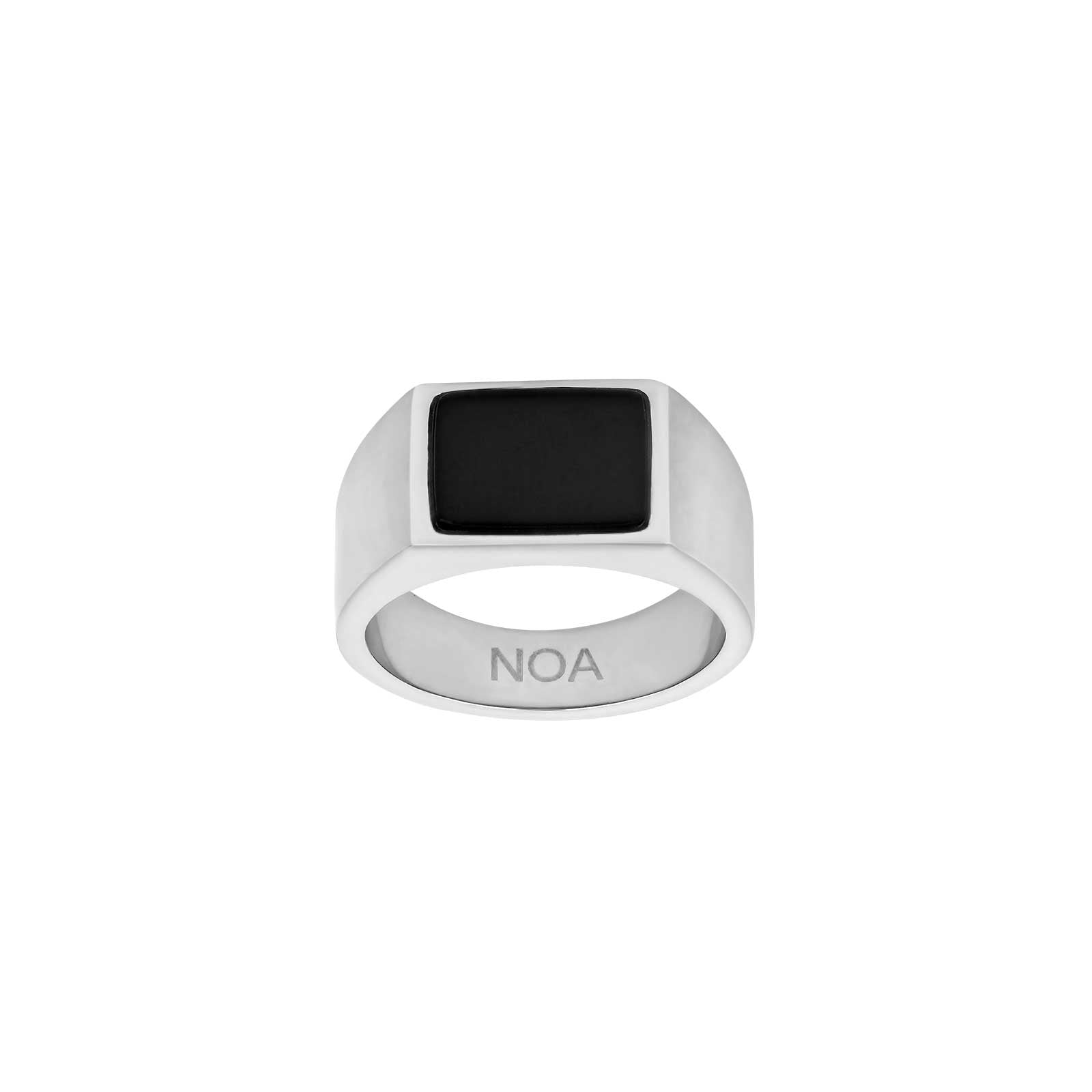 SON stål ring med black agate str. 68, fra SON of NOA