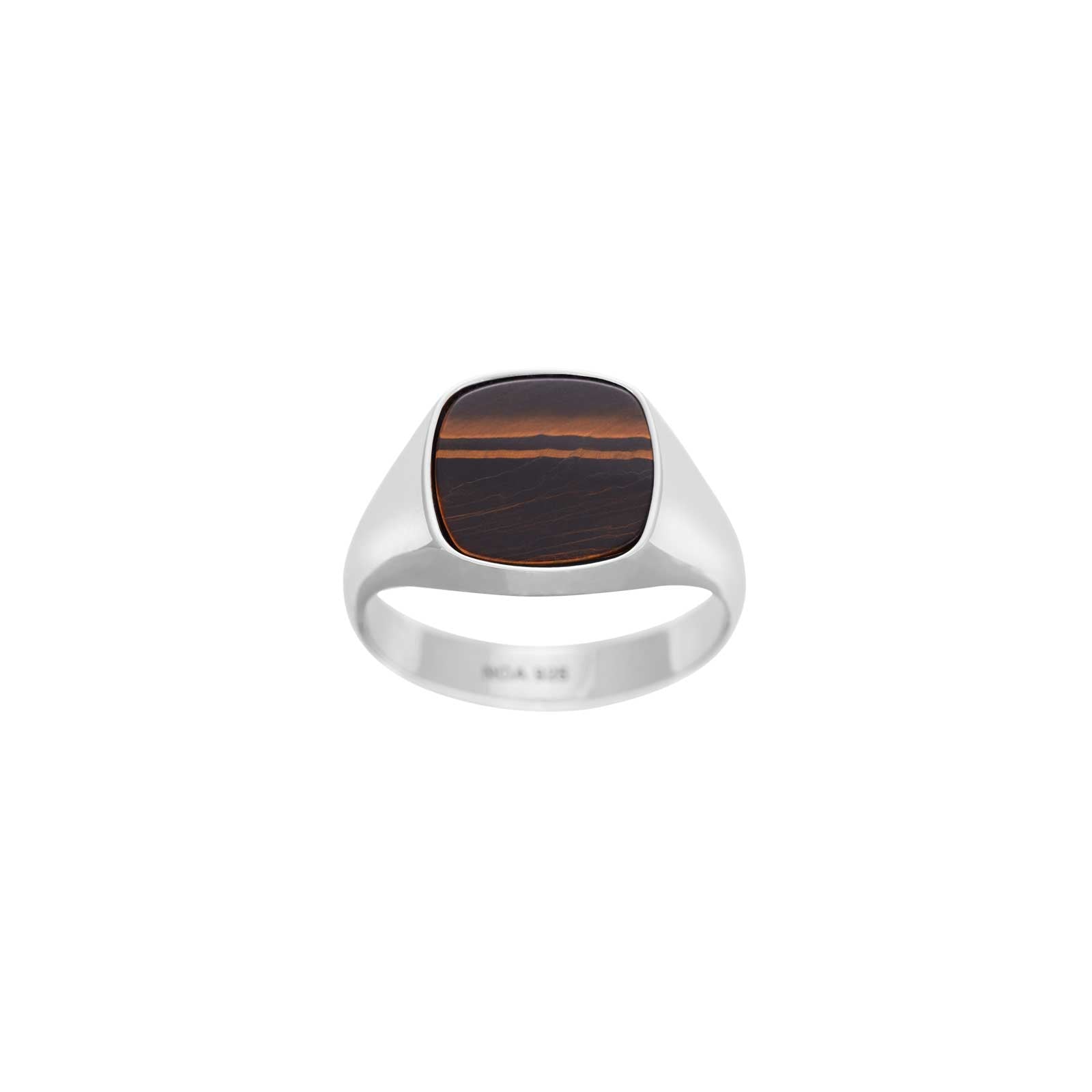 SON stål ring med yellow tiger eye str. 62 – Ring i rhodineret sølv fra SON of NOA – Varenr. '10890002762