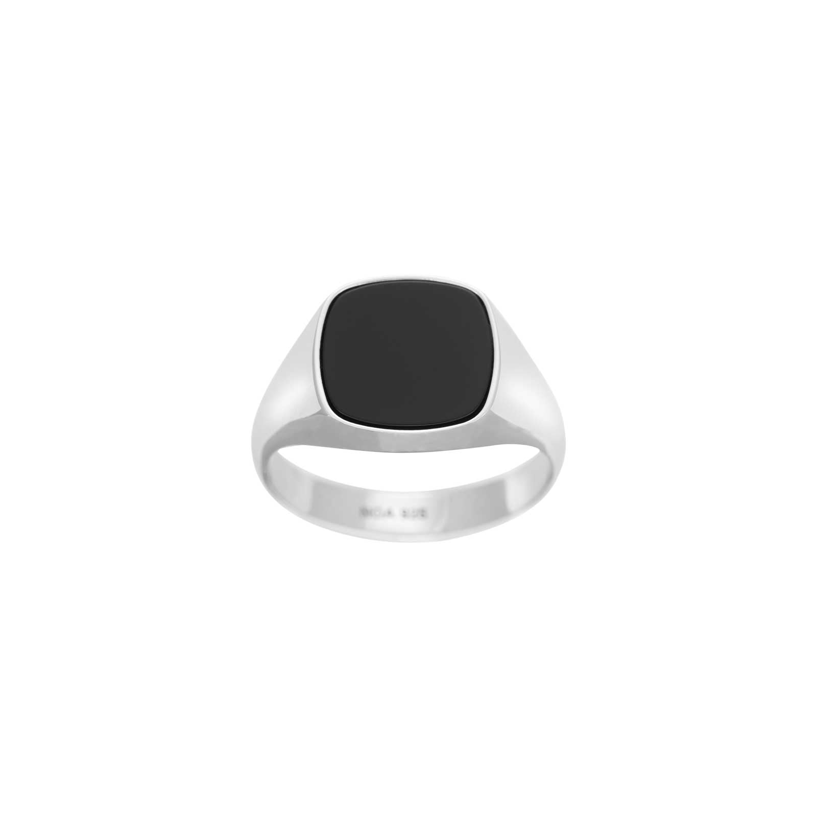 SON stål ring med black agate str. 56, fra SON of NOA