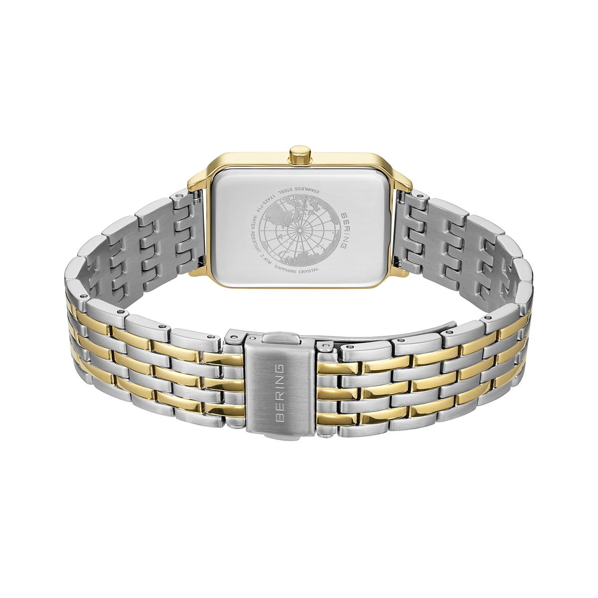 Bering - Classic | poleret guld | 17423-714 set bagfra. bicolor lænke og firkantet skive.