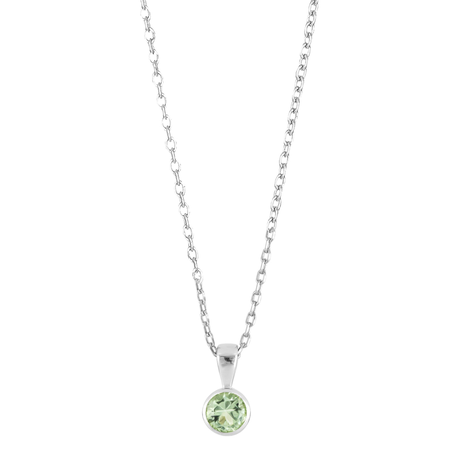 Rhd. Sølv vedhæng lysegrøn 4mm HILDANOR, fra Joanli Nor