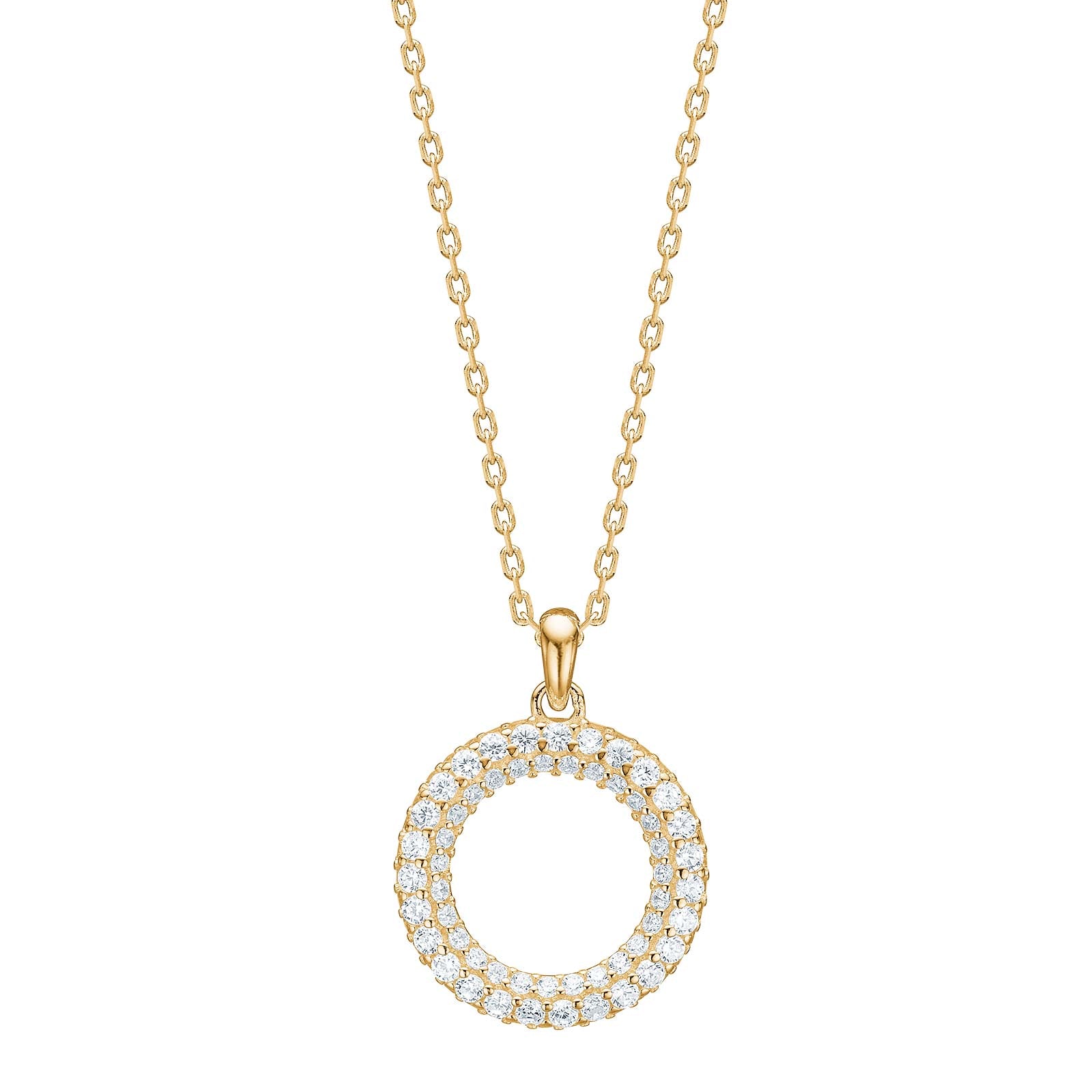 Forgyldt sølv halskæde cirkel PAULANOR, fra Joanli Nor