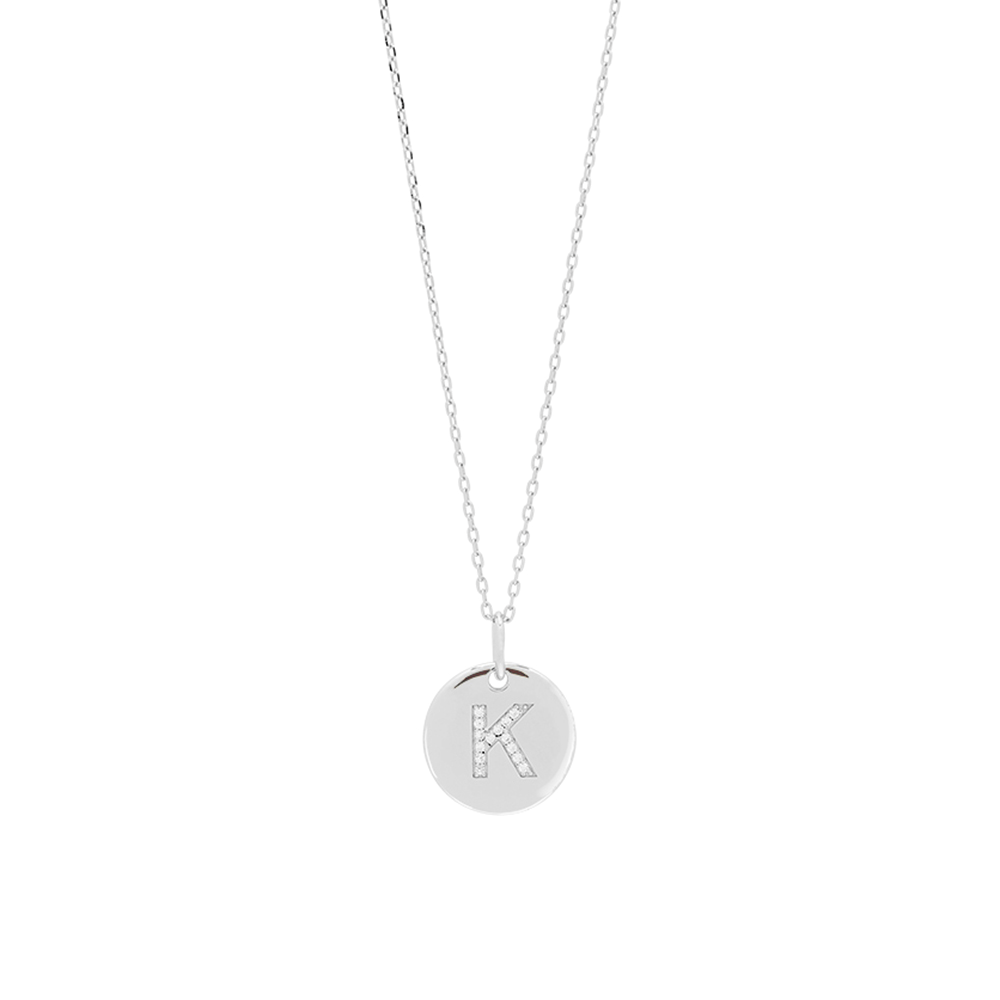 Rhd. sølv kæde ELLANOR 14mm plade K, 42+3cm, fra Joanli Nor