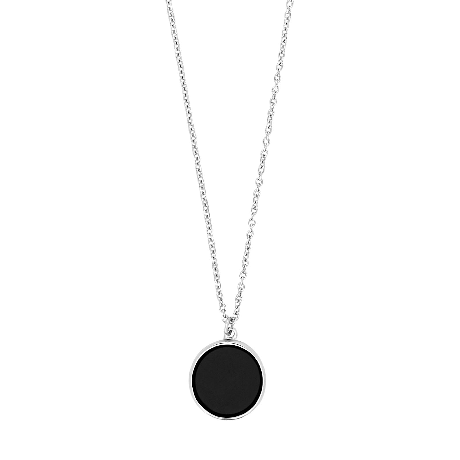 SON rhd. Sølv kæde m/ black onyx 16mm, 70cm cm – Halskæde i ægte sølv fra SON of NOA – Varenr. '20670050970
