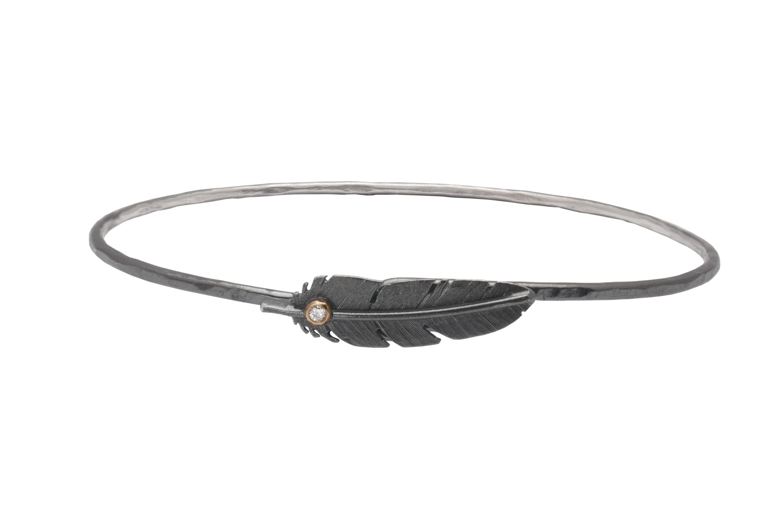 Heiring Fjer armring med brillant, fra Heiring