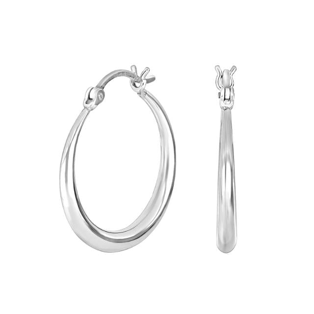 Siersbøl Rhod. sølvcreoler 25mm, i silver, fra Siersbøl