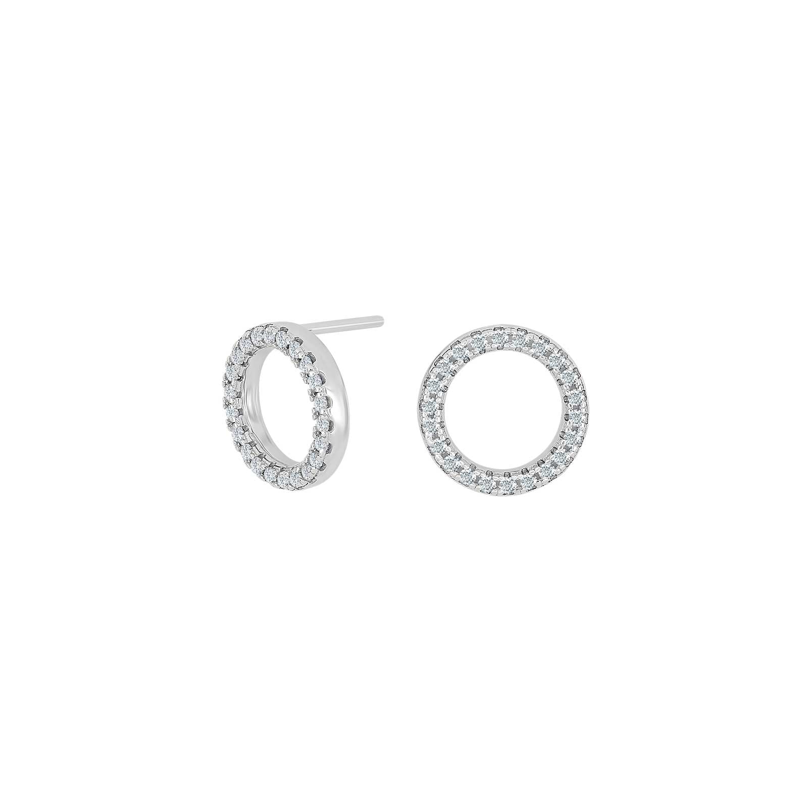 Sølv rhd. ørestikker ANNANOR cirkel med cz. 10mm – Ring i rhodineret sølv fra Joanli Nor – Varenr. '30450470900