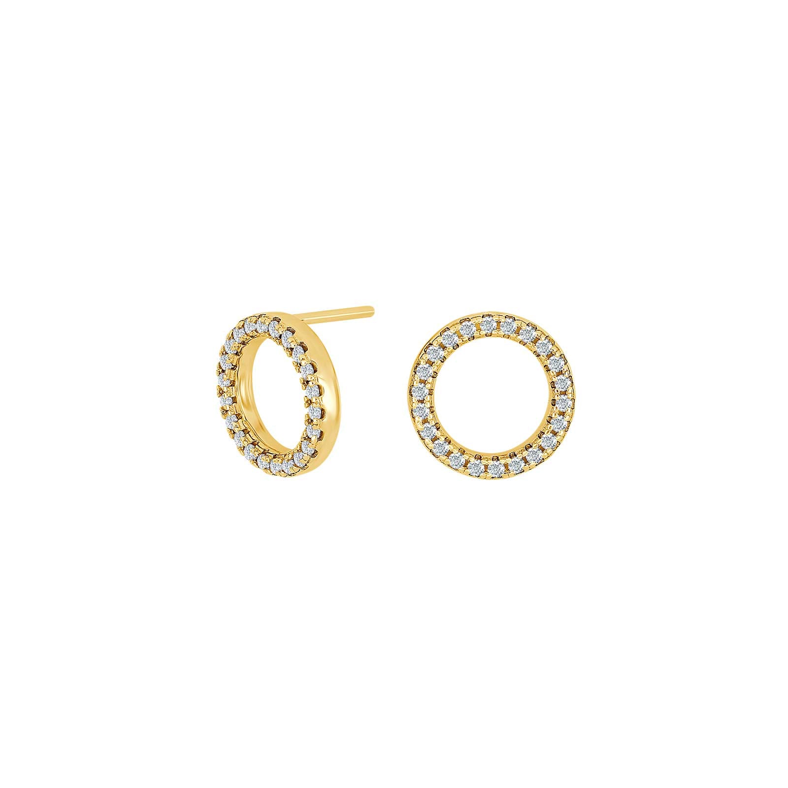 Forgyldt ørestikker ANNANOR cirkel med cz. 10mm – Ring i rhodineret sølv fra Joanli Nor – Varenr. '30450475900
