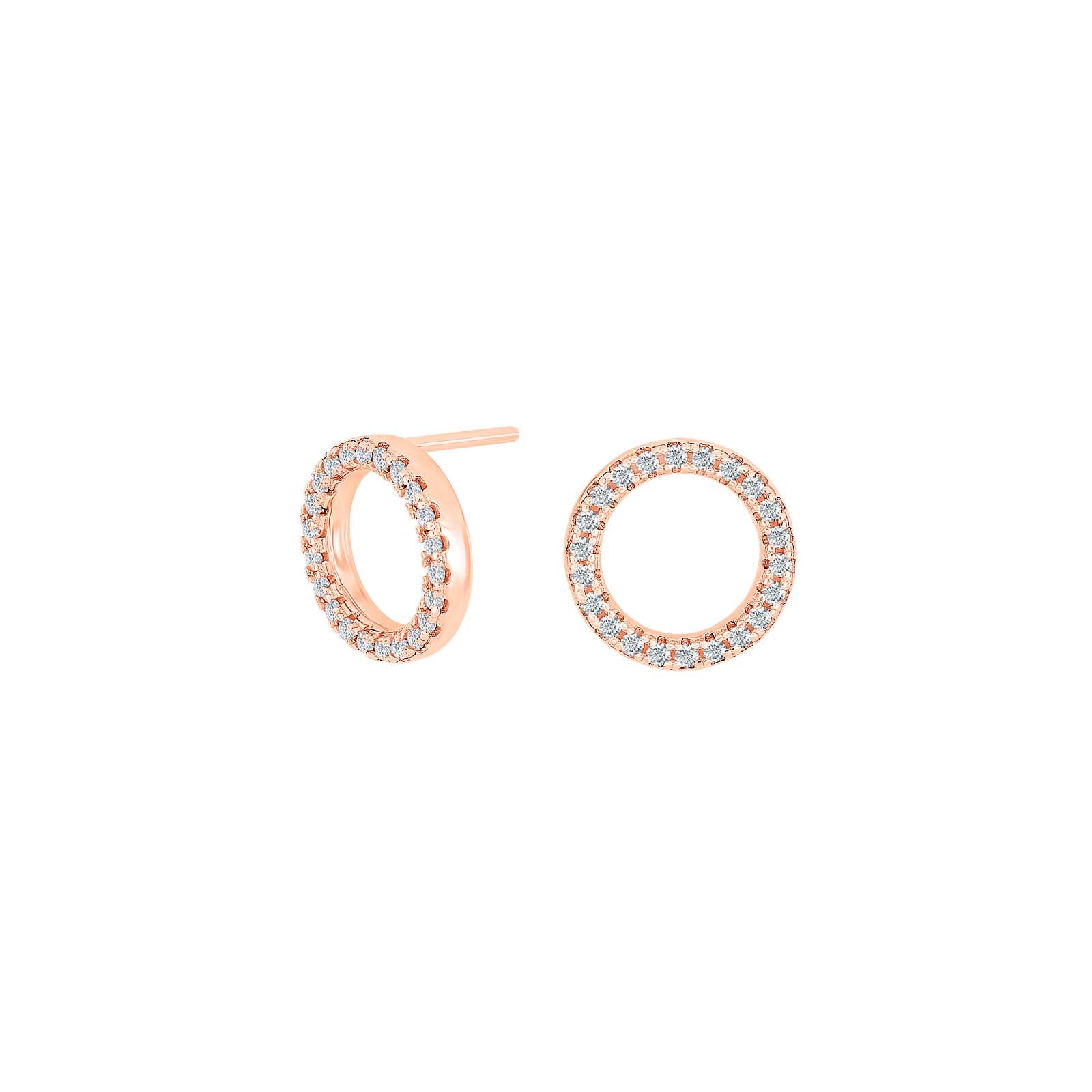 Rosaforg ørestikker ANNANOR cirkel med cz. 10mm – Ring i rhodineret sølv fra Joanli Nor – Varenr. '30450477900
