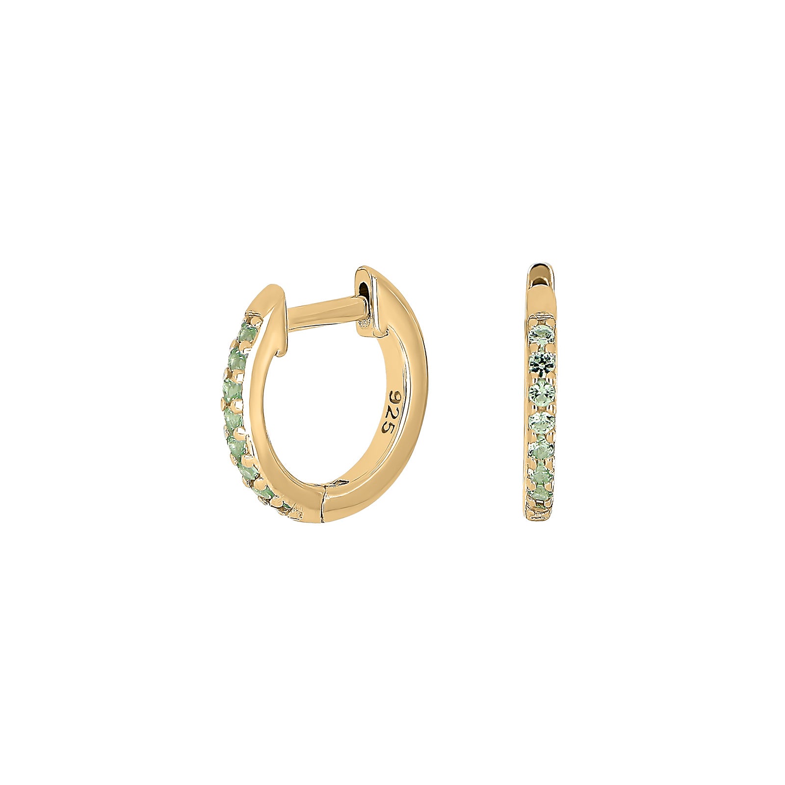 Forgyldt sølv creol lysegrøn cz HELLENOR, fra Joanli Nor