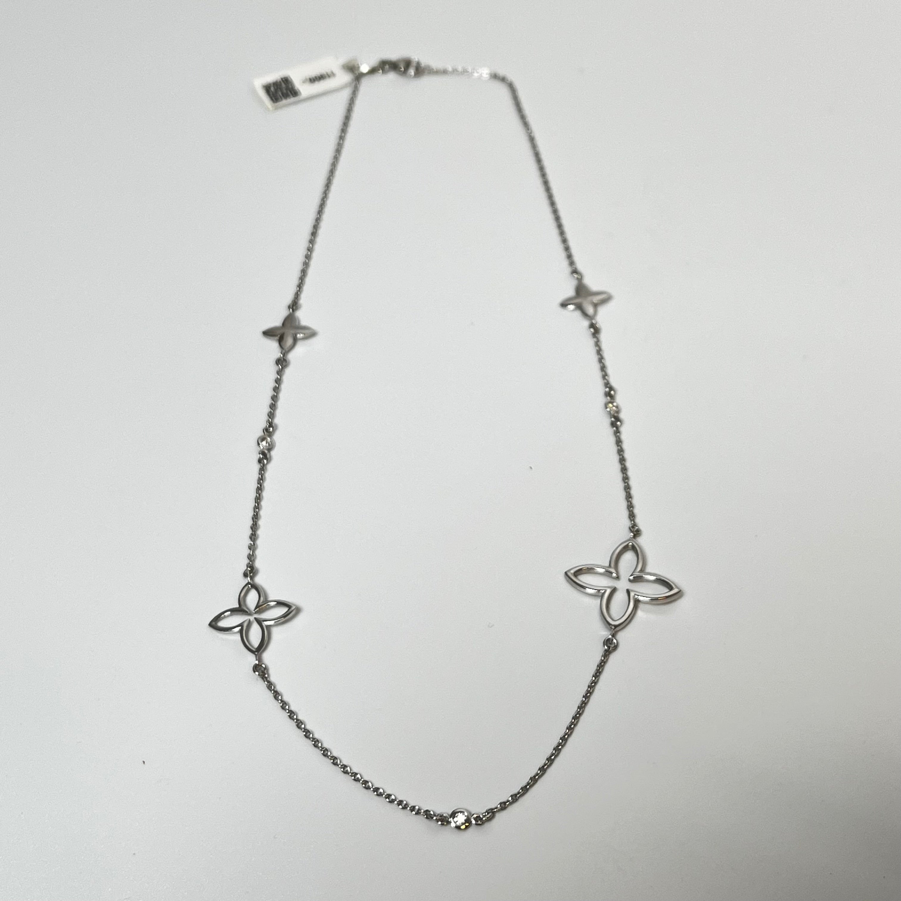 Hvidgulds halskæde 14kt m. diamanter