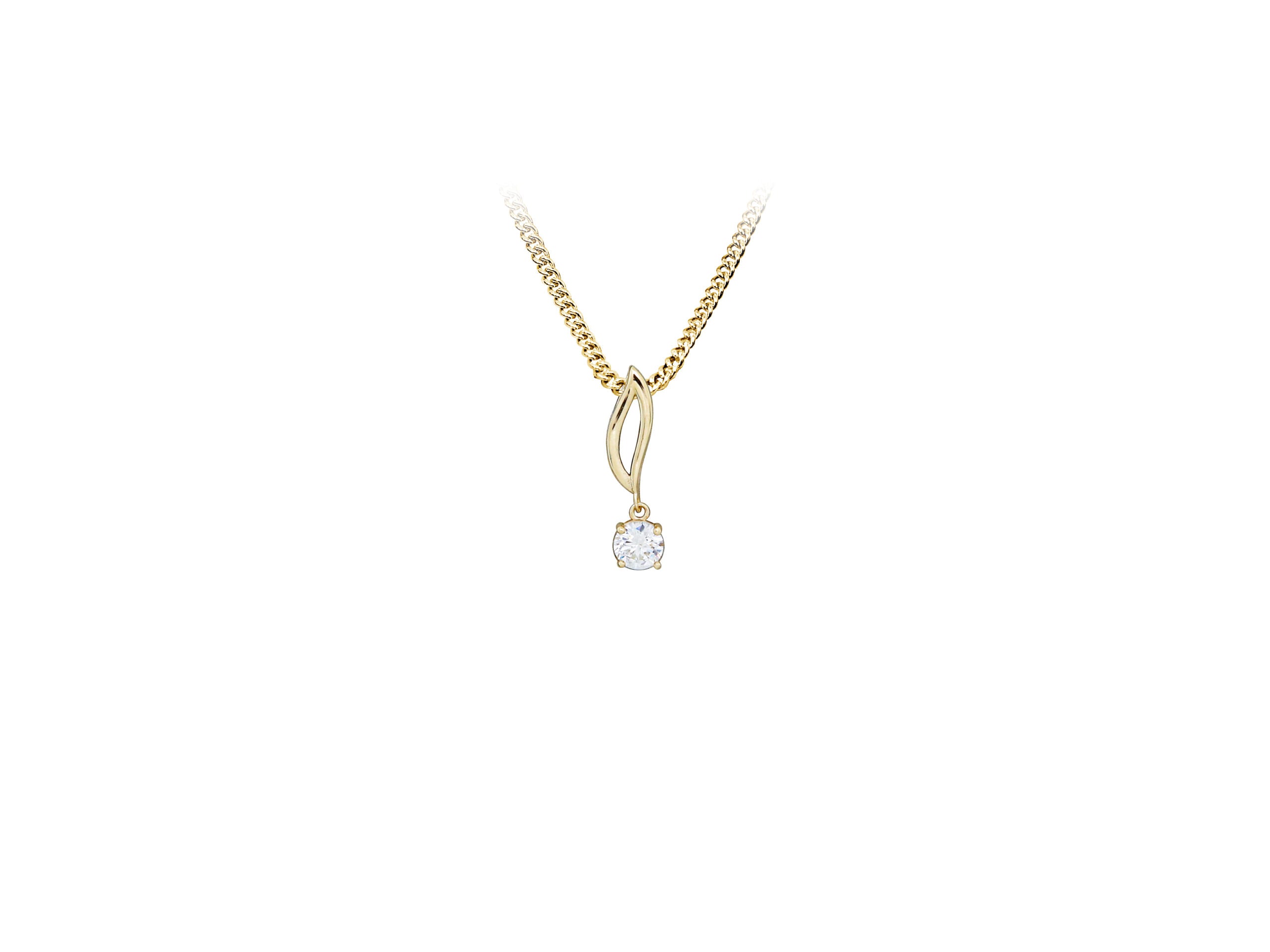 L&G - Vedh. 8 kt zirk m/sølv forg. kæde, i gold, fra L&G