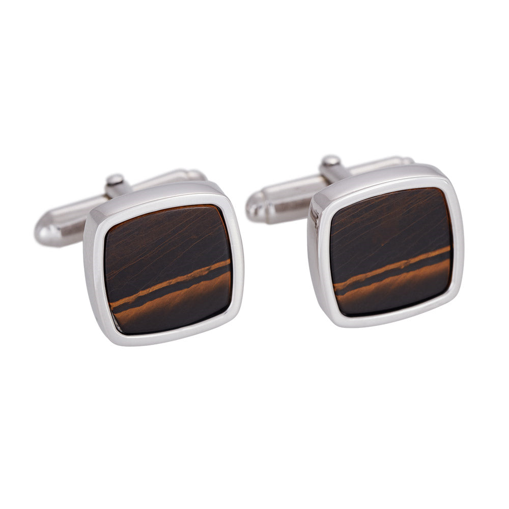 SON Rhd. Sølv manchetknapper m/ yellow tiger eye, fra SON of NOA