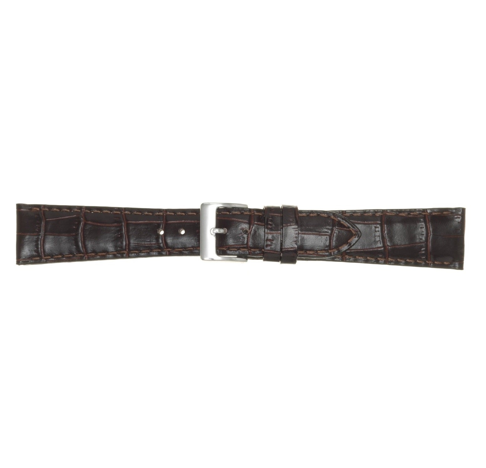 Condor Urrem i mørkebrun blank imiteret alligator skind føres i 12-22mm, fra Romenta