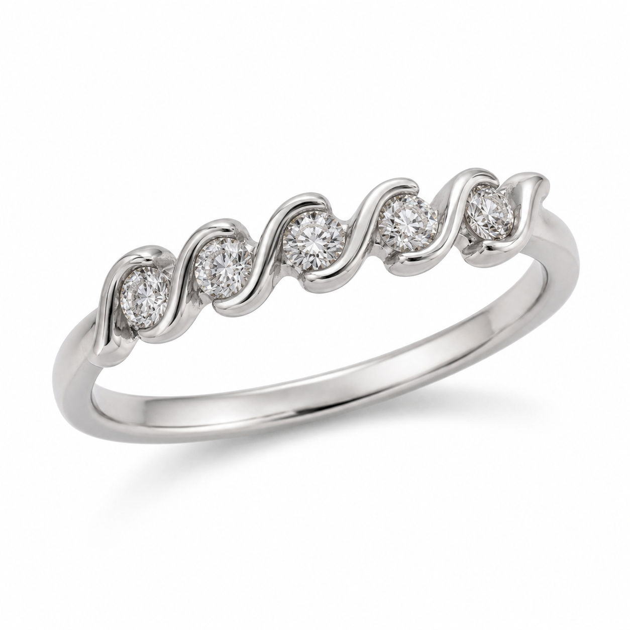 Laxmi 14kt Wave Alliance Ring Hvidguld