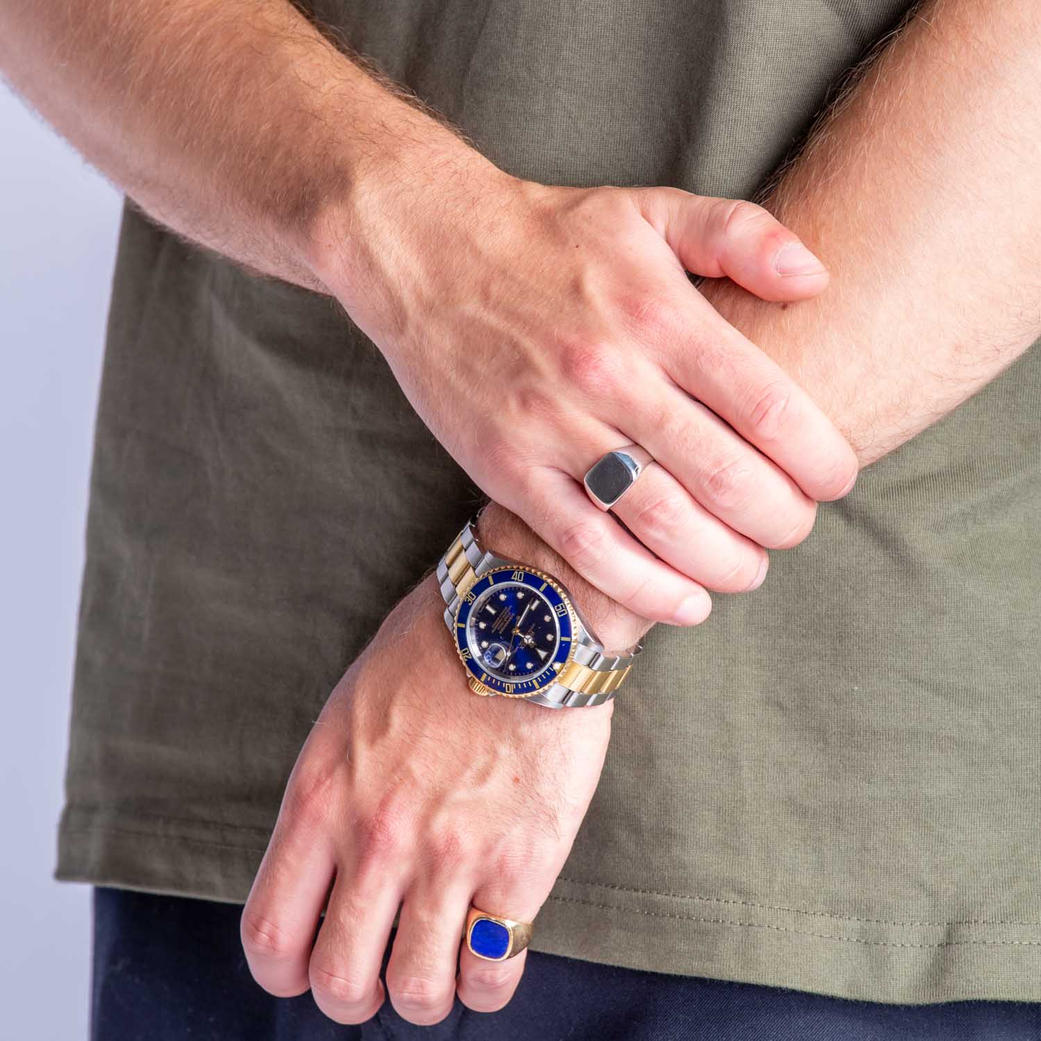 ByBirdie Ring Cushion Polished herrering i 925 sterling sølv med poleret top