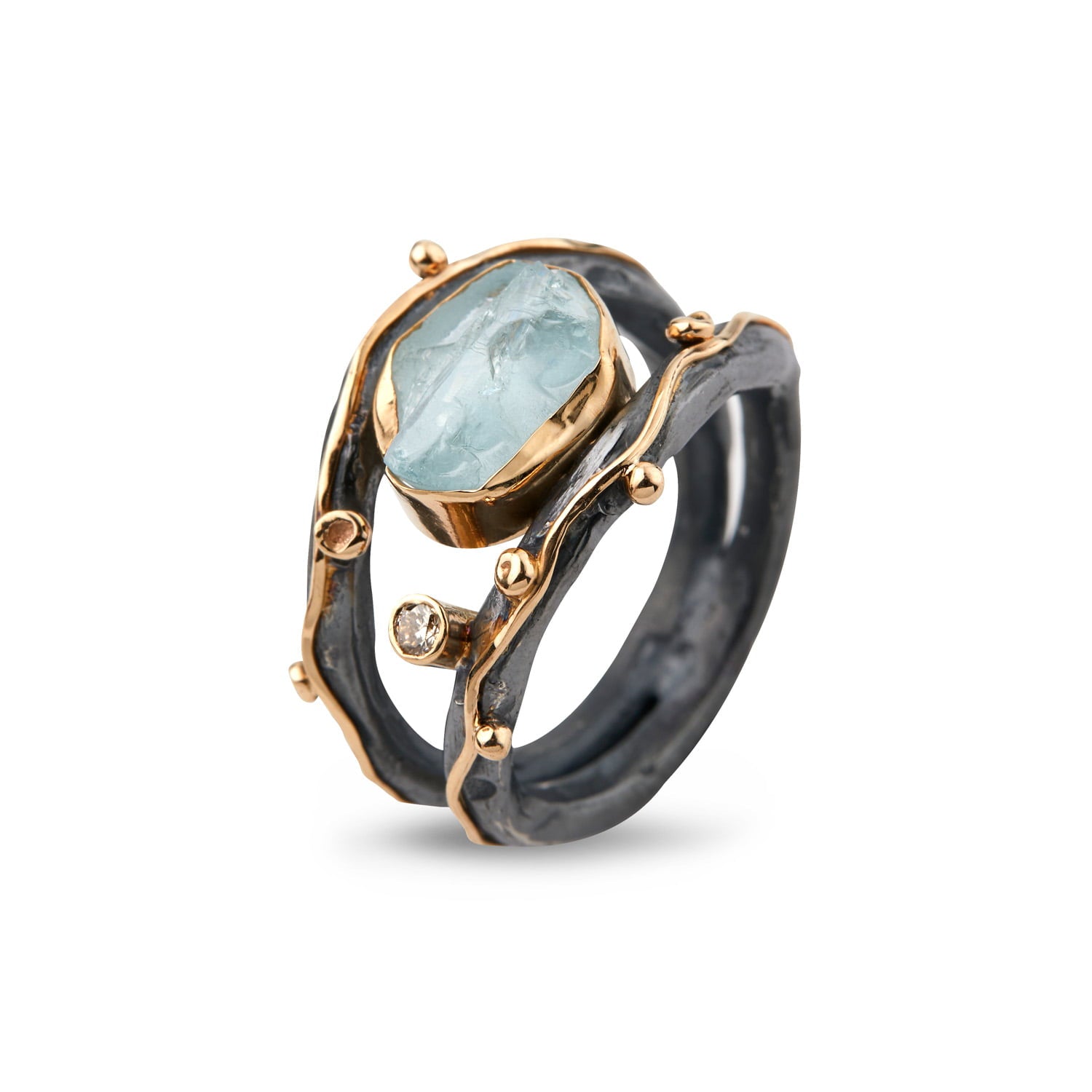 Ring Zeus Dubeca Aqua Raw, fra ByBirdie