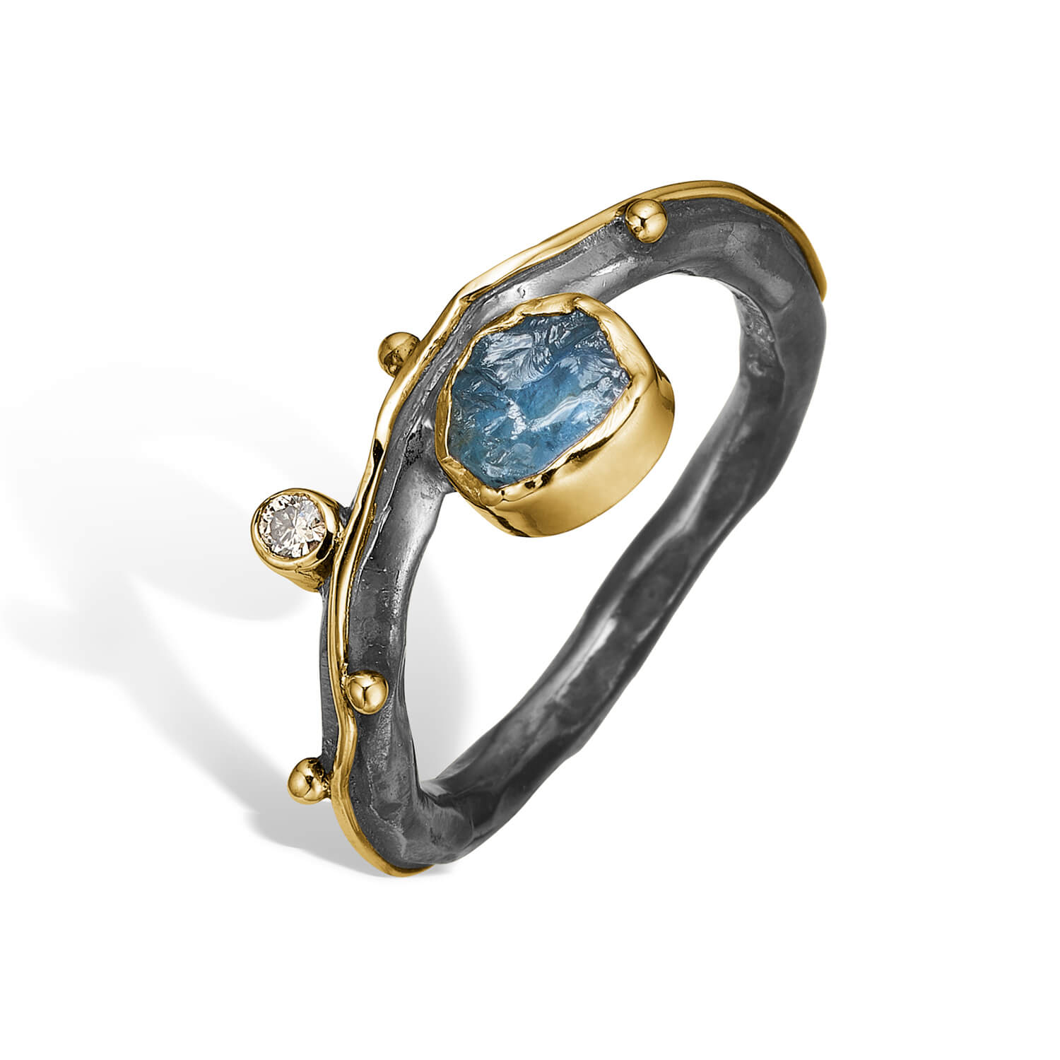 Ring Louise Aqua Raw, fra ByBirdie