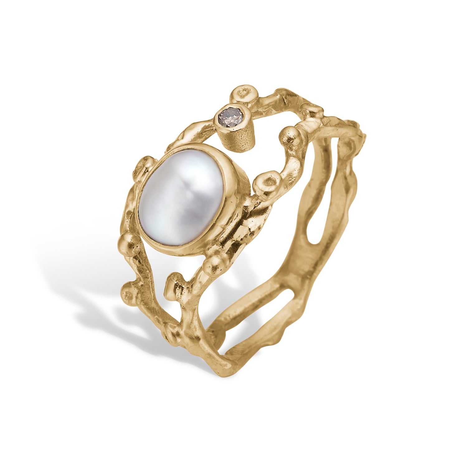 Zenith Duo White Keshi Ring, fra ByBirdie