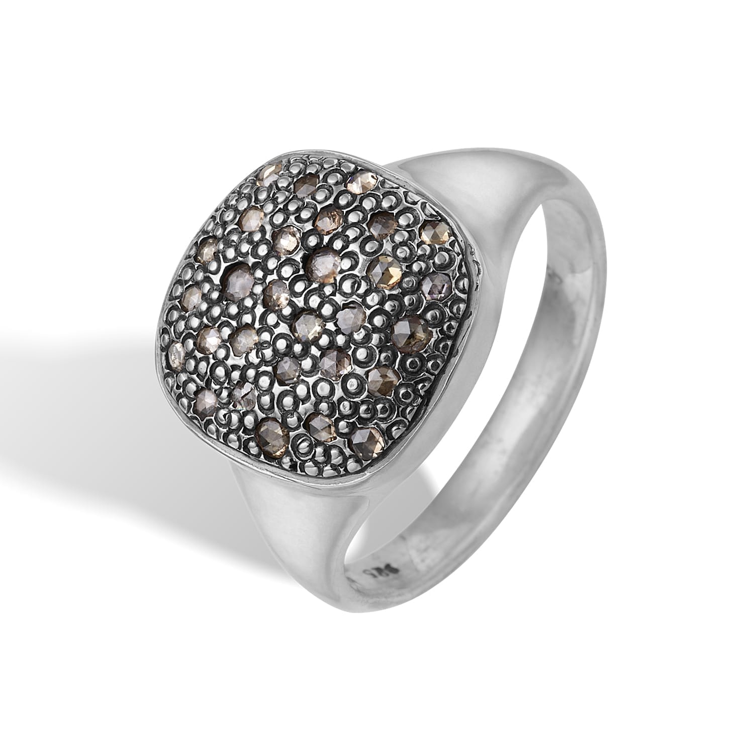 ByBirdie Frida Signet Pavé i 925 sterling sølv med rosenslebne diamanter