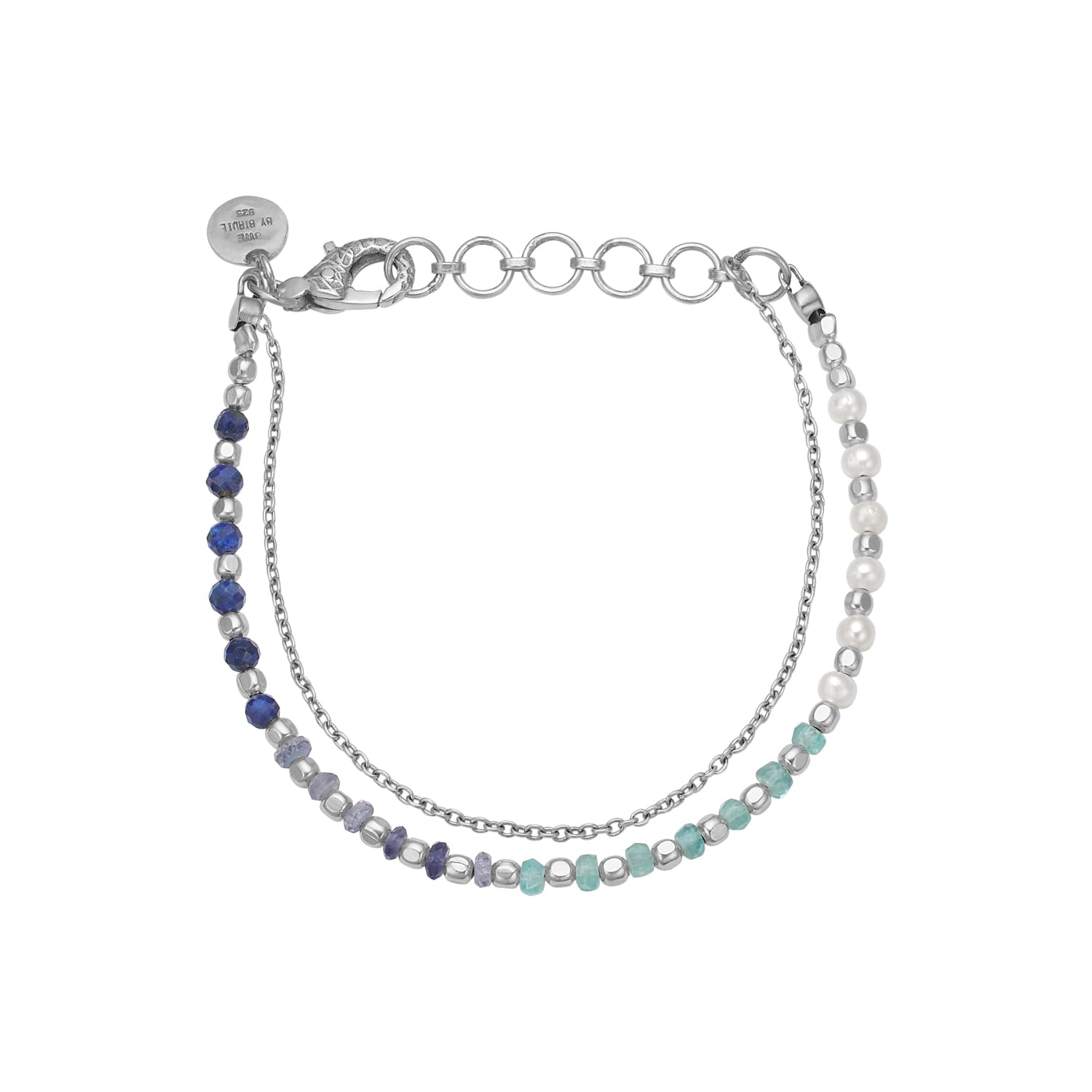 Nanna Sølv Ocean Blue Perle Armbånd, fra ByBirdie