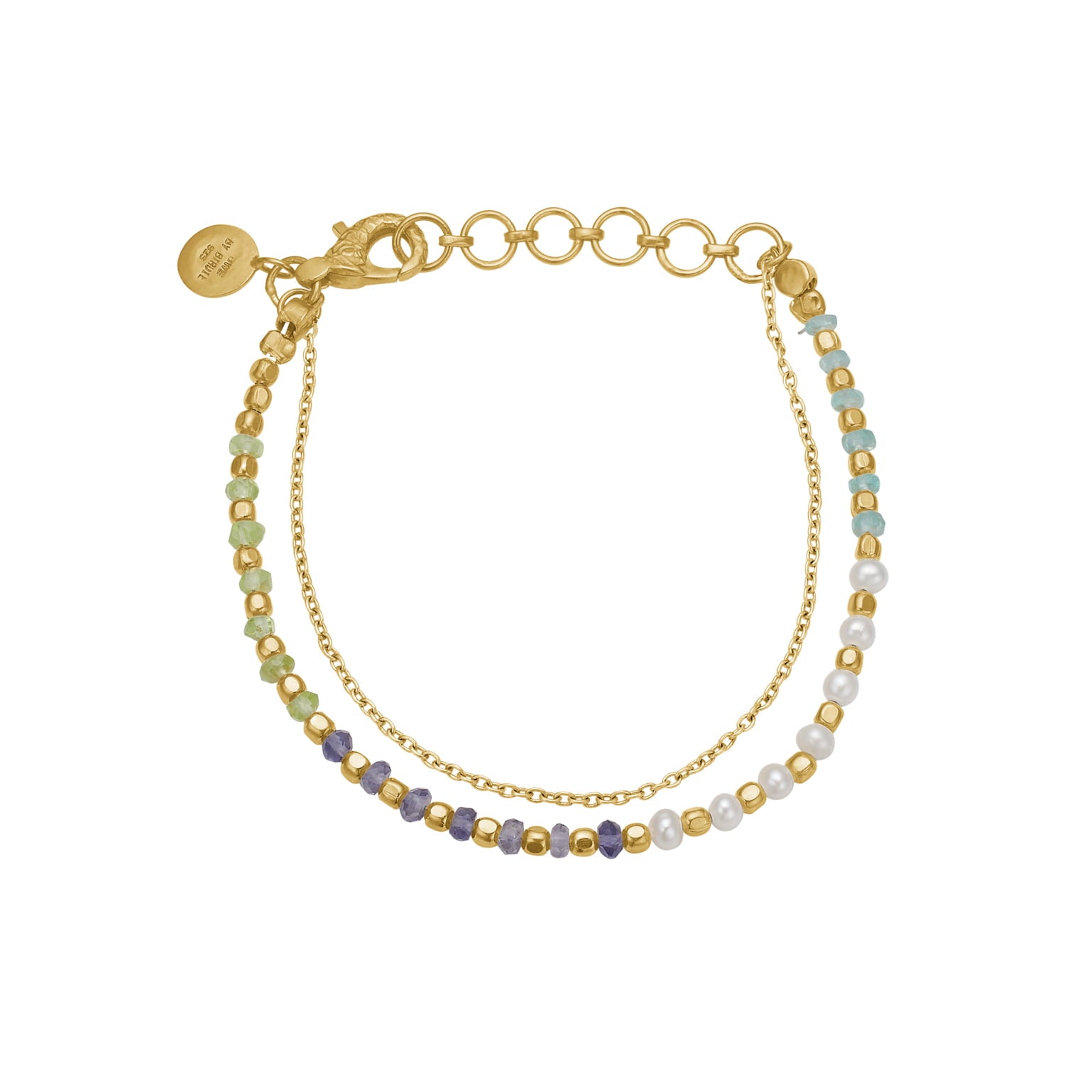 Nanna GP Blue Green Perle Mix Armbånd, fra ByBirdie