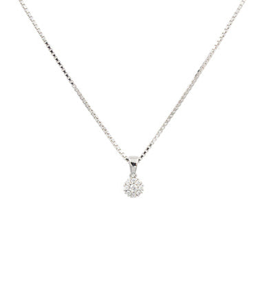 L&G - Vedh. 8 kt hvidguld roset zirkonia m/sølvfrog. kæde, i gold, fra L&G