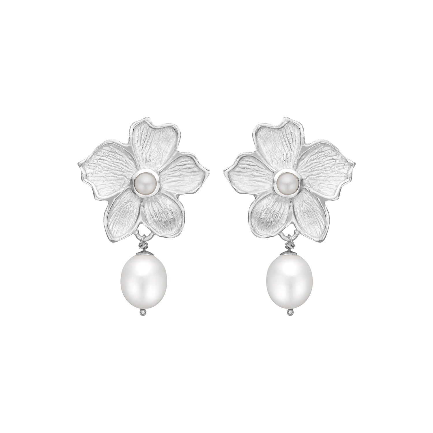 Poppy Perle Silver Ørestikkere, fra ByBirdie