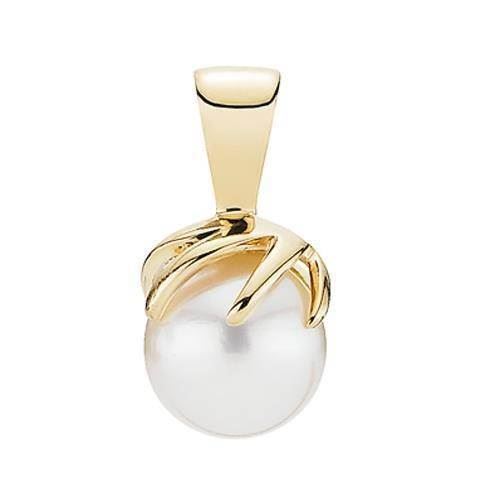 8 kt. Guld vedhæng blank - Lund Klo 5,5-6,0mm kulturperle, i gold, til unisex, fra Lund Copenhagen