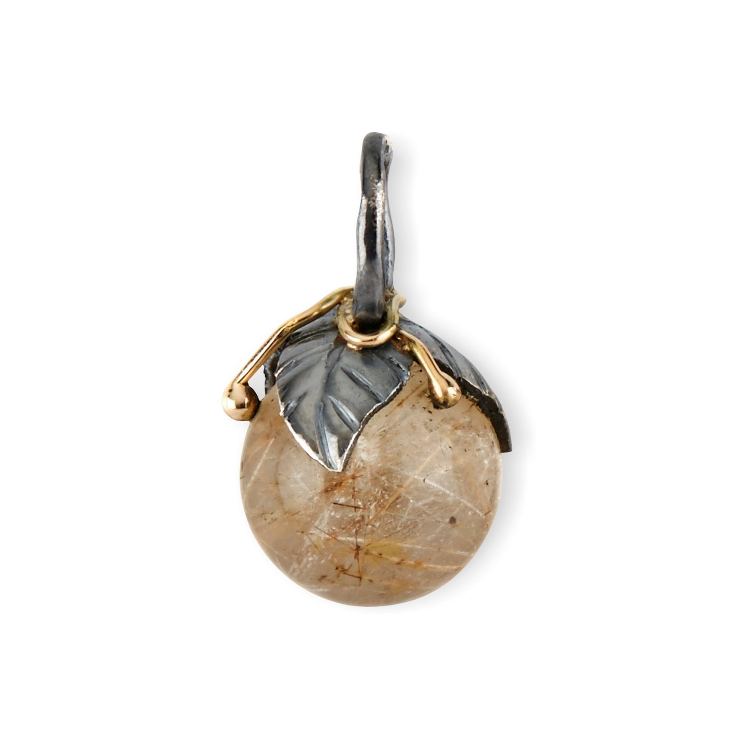 Urban Leaf Drop Golden Rutile Vedhæng (L), i gold; silver, fra ByBirdie