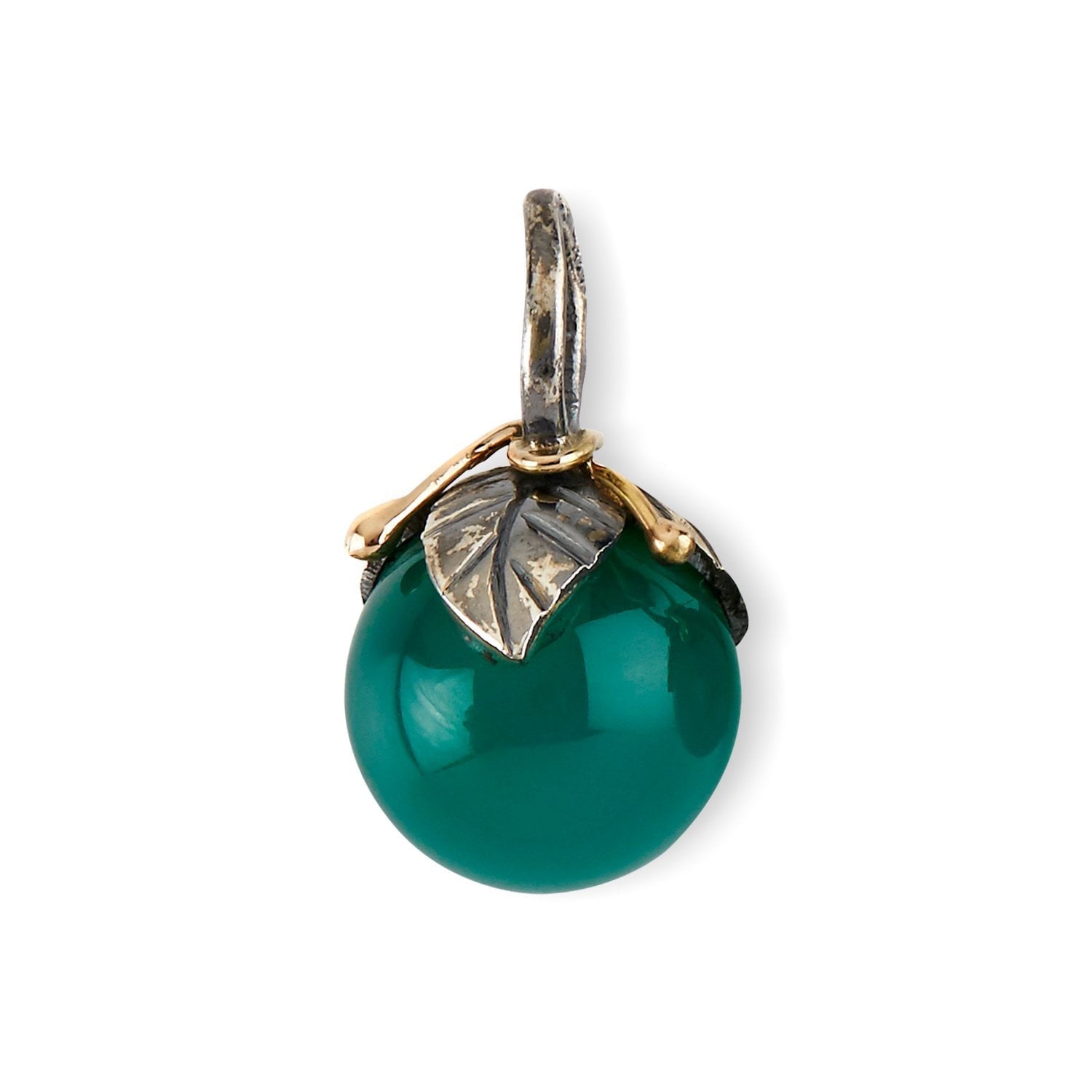 Urban Leaf Drop Green Onyx Vedhæng (L), i sterling-silver; gold, fra ByBirdie
