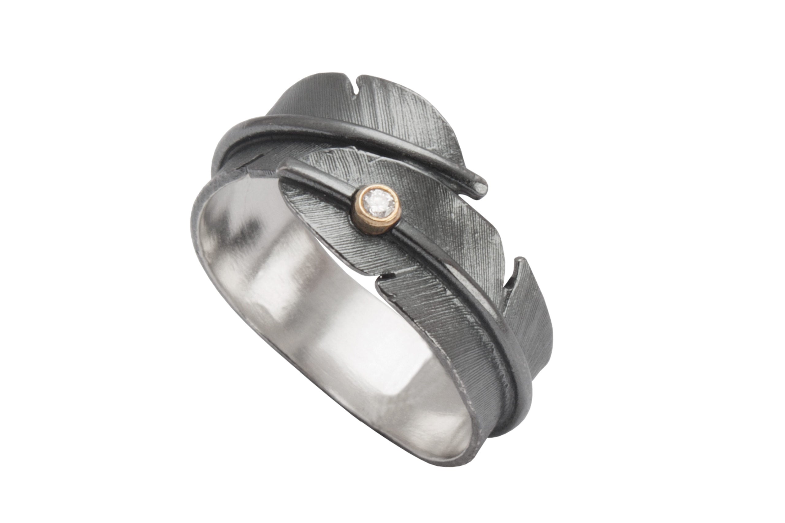 Heiring Fjer smal ring med brillant, fra Heiring