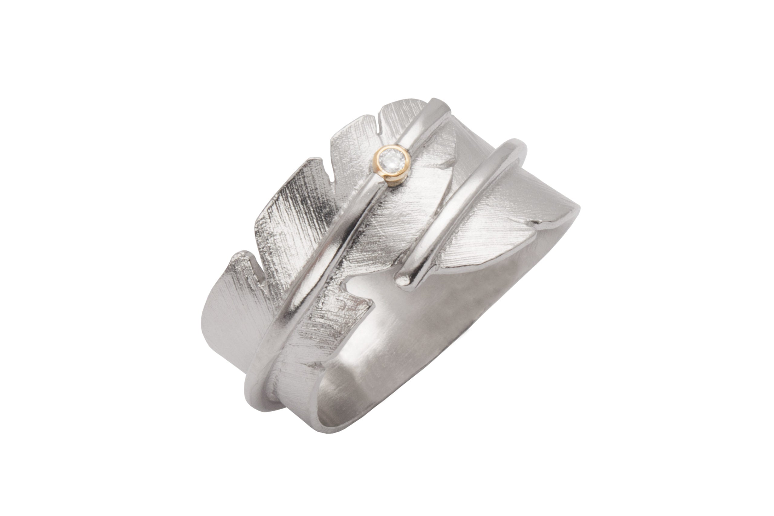 Heiring Fjer ring med brillant, fra Heiring