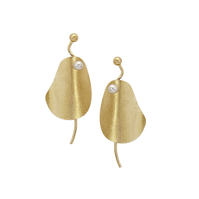 Heiring NORIA Earring XL w/pearl & thread - Goldplated, fra Heiring